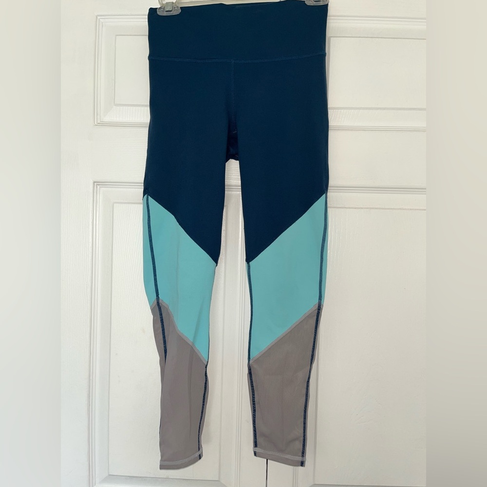 Fabletics Colorblock Leggings - Blue, Aqua, Gray